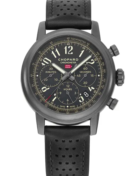 Mille Miglia 2020 Race Edition 42mm Automatic in DLC Steel on Black Leather Strap with Black Arabic Dial