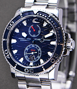 Blue Surf Maxi Marine Diver Chronometer in Steel on Steel Bracelet with Blue Surf Dial