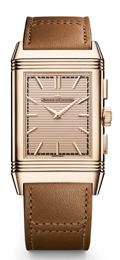 Reverso Tribute Chronograph in Rose Gold - L.E 250 on Brown Calfskin Leather Strap with Rose Gold Dial