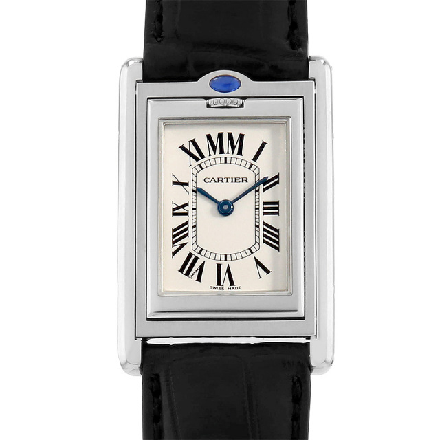 Tank Basculante in Steel on Strap with Silver Dial