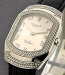Cellini Cellisima in White Gold with 2 Row Diamond Bezel and Lugs on Strap with White Dial
