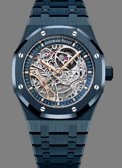Royal Oak Double Balance 41mm in Blue Ceramic on Blue Ceramic Bracelet with Skeleton Dial