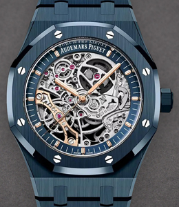 Royal Oak Double Balance 41mm in Blue Ceramic on Blue Ceramic Bracelet with Skeleton Dial