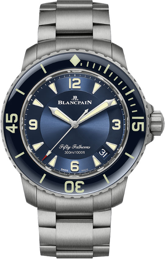 Fifty Fathoms Automatic in Titanium with Blue Ceramic Bezel on Titanium Bracelet with Blue Dial