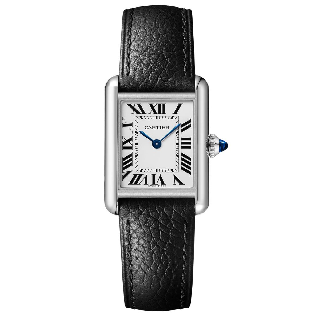 Tank American SolarBeat Small in Steel on Black Crocodile Leather Strap with Silver Roman Dial