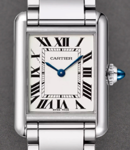 Tank Must Small in Steel on Steel Bracelet with Silver Roman Dial