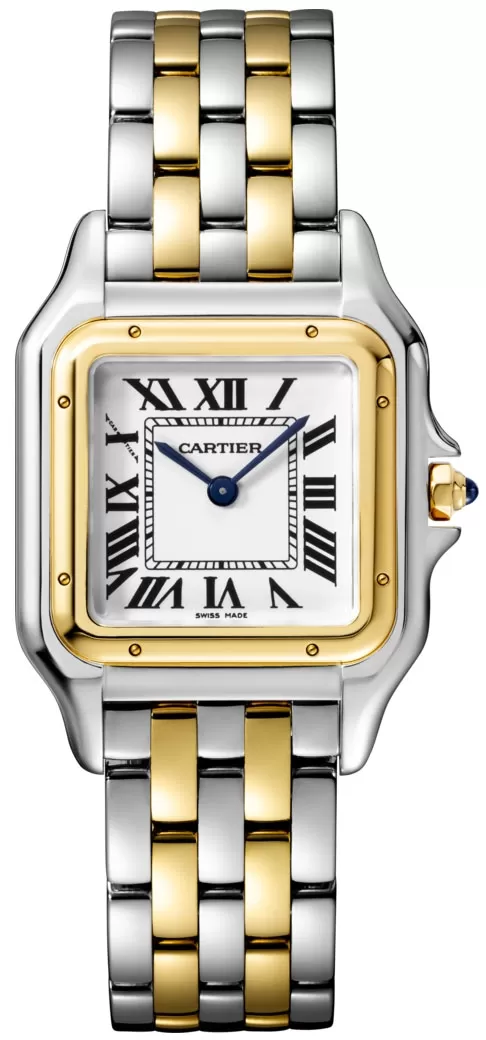 Panthere de Cartier Medium Ladies in Steel with Yellow Gold Bezel on Steel and Yellow Gold Bracelet with Silver Dial