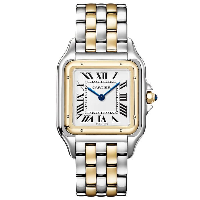 Panthere de Cartier Medium Ladies in Steel with Yellow Gold Bezel on Steel and Yellow Gold Bracelet with Silver Dial