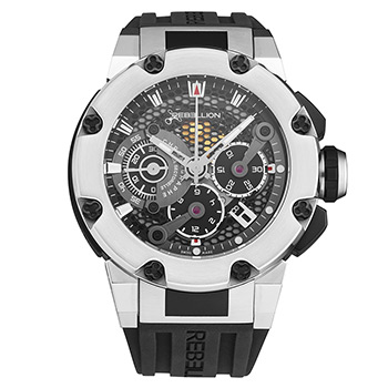 Predator Men's Watch in Titanium on Black Rubber Strap with Black Dial