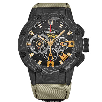 Predator Men's Watch in Titanium on Olive Green Textile Strap with Black Dial