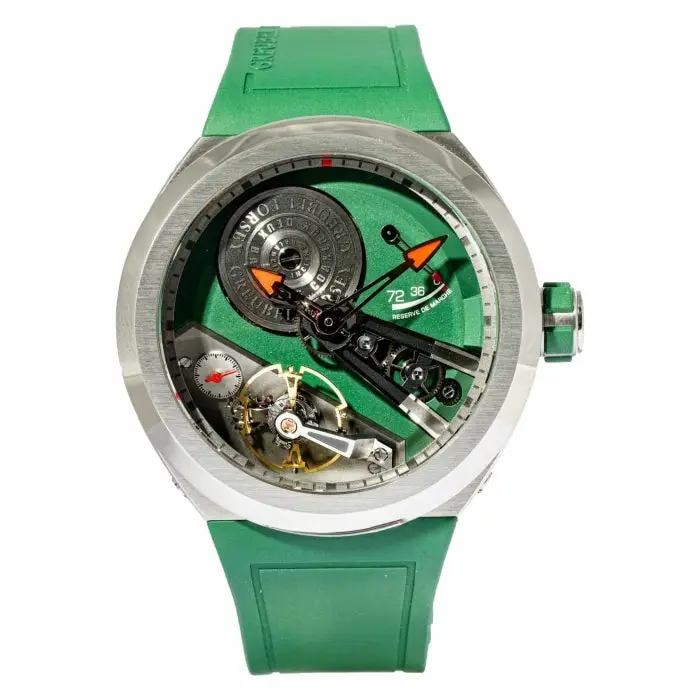 Balancier S 45mm in Titanium on Green Rubber Strap with Green Dial