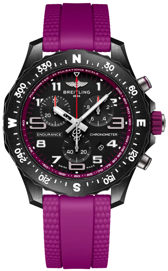 Endurance Pro 38mm Quartz in Breittlight on Purple Rubber Strap with Black Dial