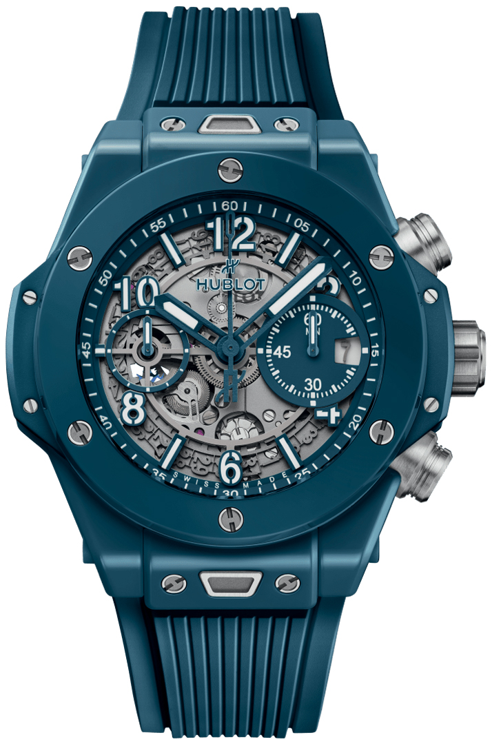 Big Bang Unico 42mm in Petrol Blue Ceramic on Petrol Blue Rubber Strap with Skeleton Dial