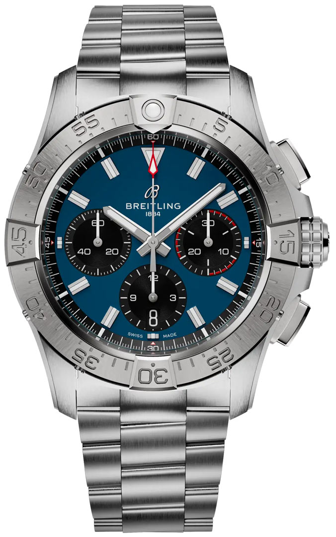 Avenger B01 Chronograph 42mm in Steel on Steel Bracelet with Blue Dial