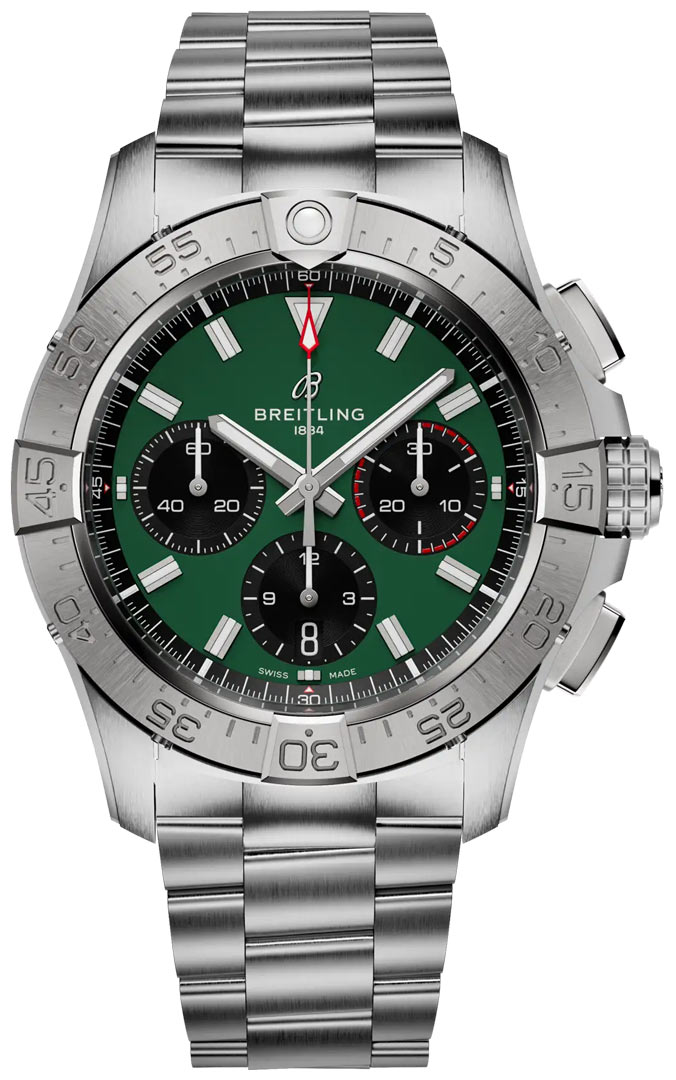 Avenger B01 Chronograph 42mm in Steel on Steel Bracelet with Green Dial