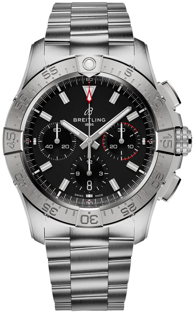 Avenger B01 Chronograph 42mm in Steel on Steel Bracelet with Black Dial