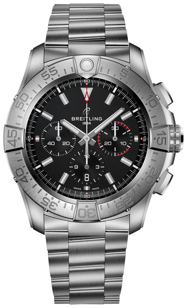 Superavenger Chrono B01 46mm in Titanium on Titanium Bracelet with Black Dial 