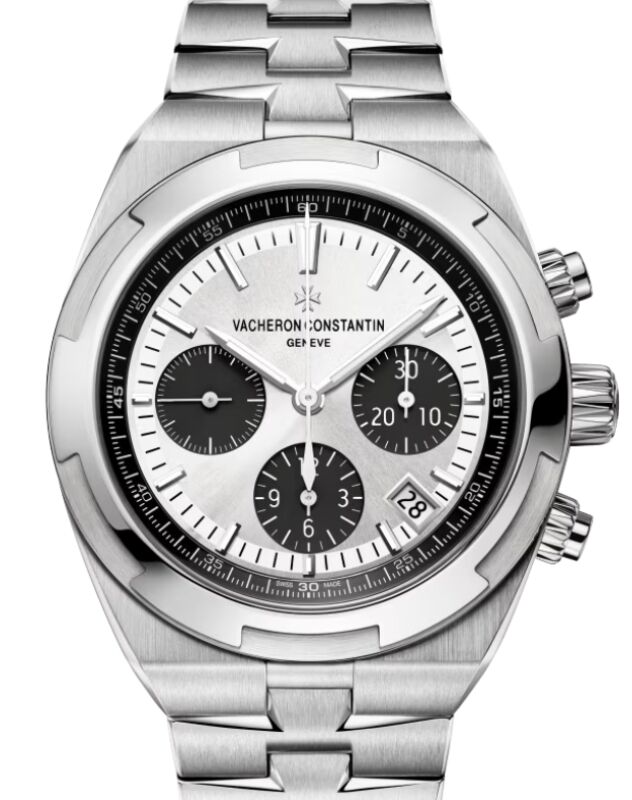 Overseas Chronograph 42.5mm in Steel On Steel Bracelet with Silver Dial - Black Subdials