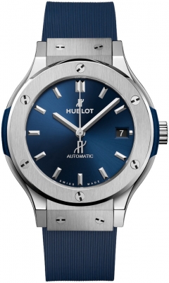 Classic Fusion 38mm Automatic in Titanium on Blue Rubber Strap with Blue Dial
