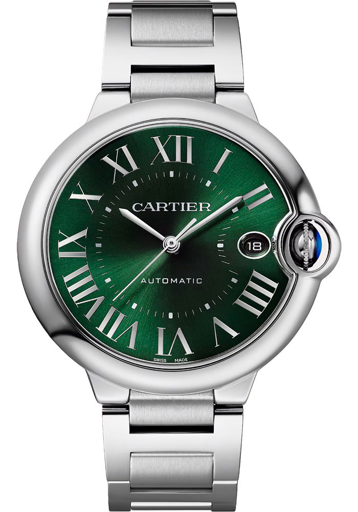 Ballon Bleu de Cartier 40mm Automatic in Steel on Steel Bracelet with Green Roman Dial