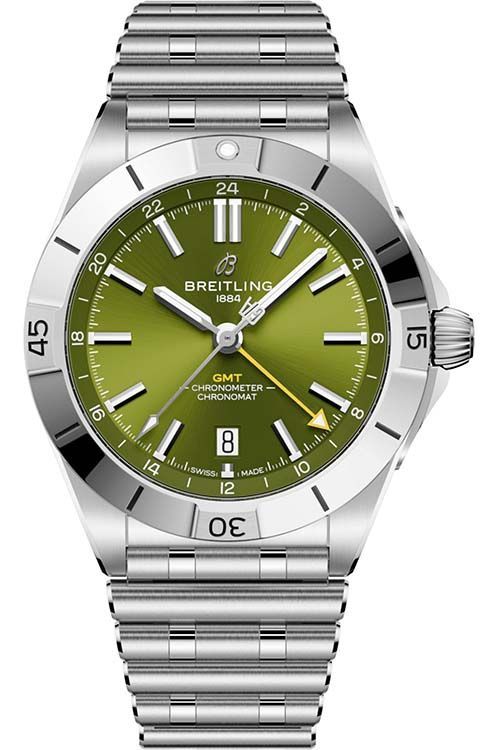 Chronomat Automatic 40mm GMT in Steel on Steel Bracelet with Green Dial