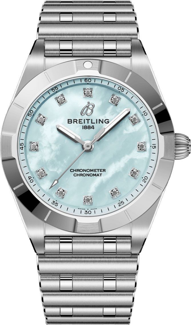 Chronomat 28mm in Steel on Steel Bracelet with Blue MOP Dial