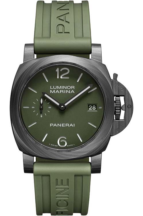 PAM 1526 - Luminor Quaranta 44mm in Carbotech on Green Rubber Strap with Green Dial