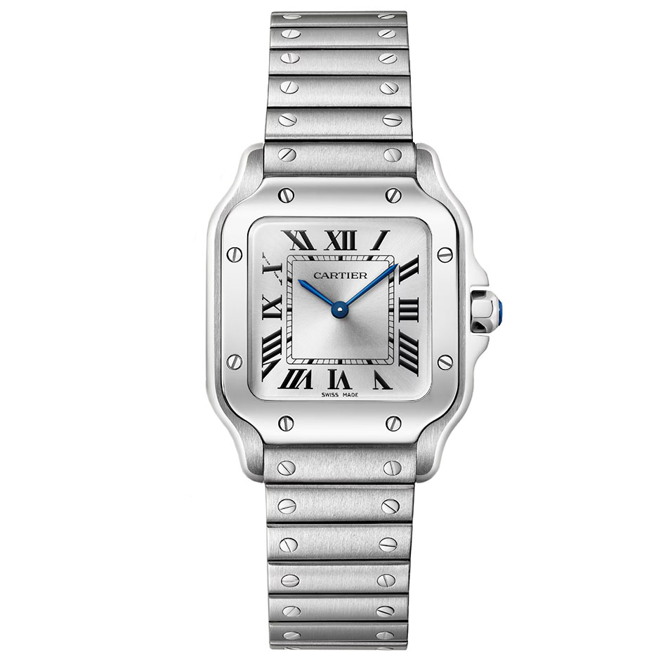 Santos Small in Steel on Steel Bracelet with Silver Dial