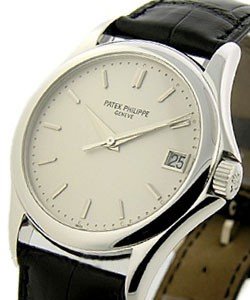 5127G Calatrava in White Gold on Black Crocodile Leather Strap with Silver Dial
