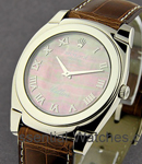 Cellini Cestello in White Gold on Strap with Black MOP Roman Dial