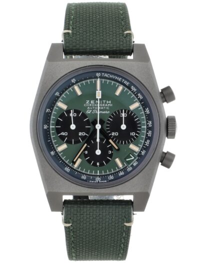 Chronomaster Revival Safari 37mm in Titanium Green Dial on Green Cordura Style Rubber Strap