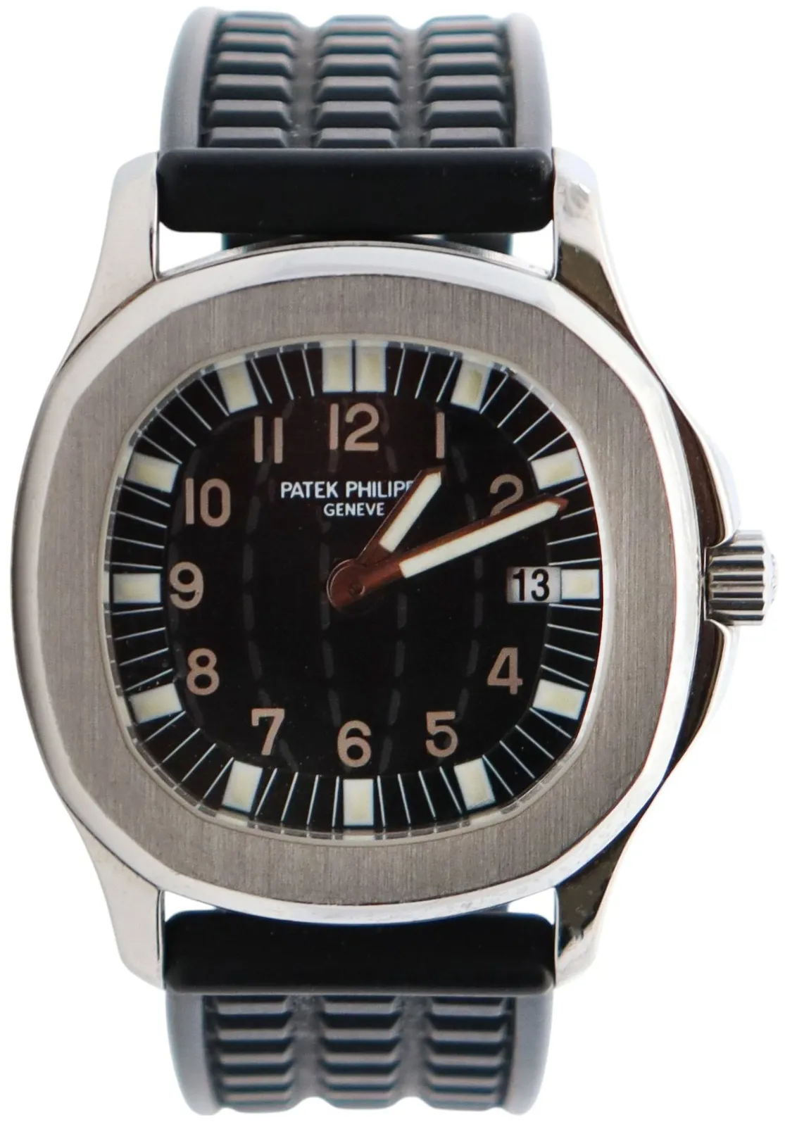 Aquanaut Lady's 26mm Quartz in Steel on Black Rubber Strap with Black Dial