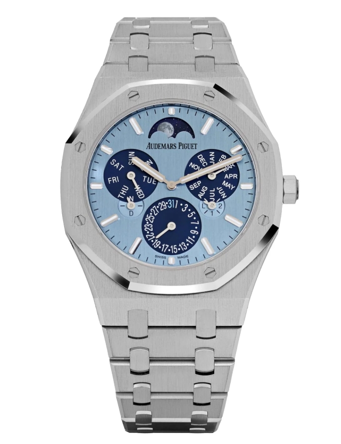 Royal Oak Perpetual Calendar Ultra-Thin 41mm in White Gold on White Gold Bracelet with Light Blue Dial - L.E of 25