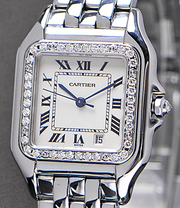 Panther 26mm in Steel with Custom Diamond Bezel on Steel Bracelet