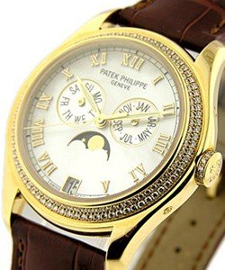 4936J Lady's Annual Calendar with a Diamond Bezel Yellow Gold on Strap with MOP Dial