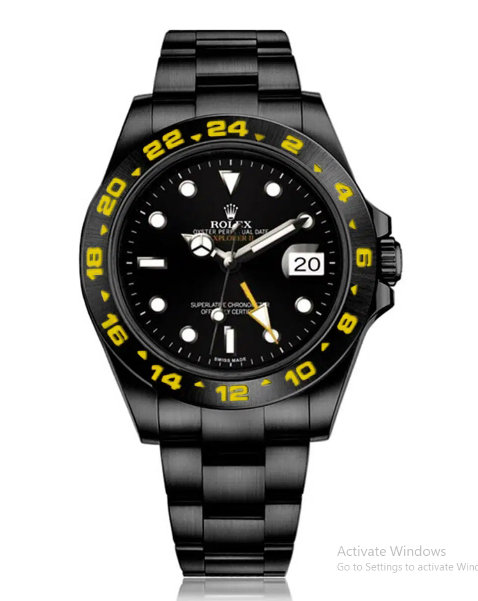 Explorer II 40mm in Black PVD Steel -  on Oyster Bracelet with Black Dial