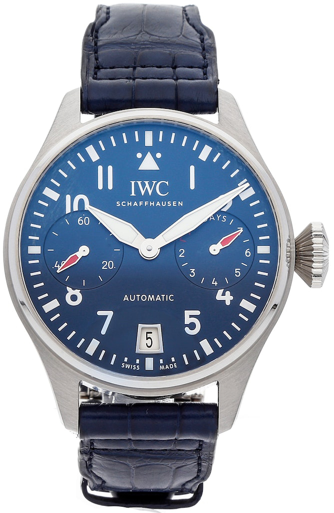 Big Pilot 46.2mm Automatic London Boutique in Steel - L.E 138 on Blue Alligator Leather Strap with Blue Dial