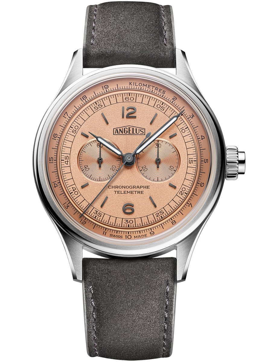 La Fabrique Chronographe Telemetre 37mm in Steel on Calfskin Leather Strap with Copper Dial