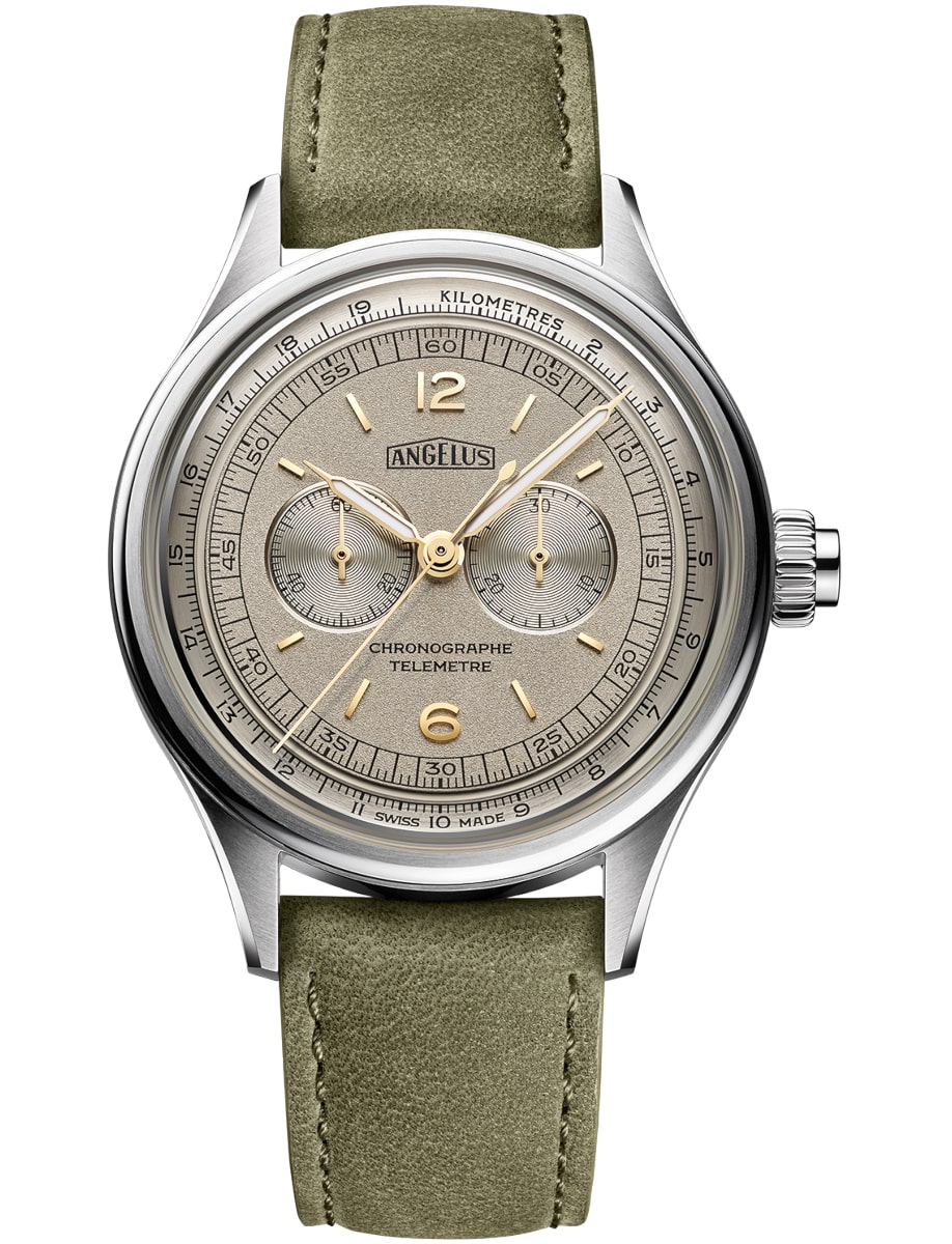 La Fabrique Chronographe Telemetre 37mm in Steel on Calfskin Leather Strap with Gray Dial