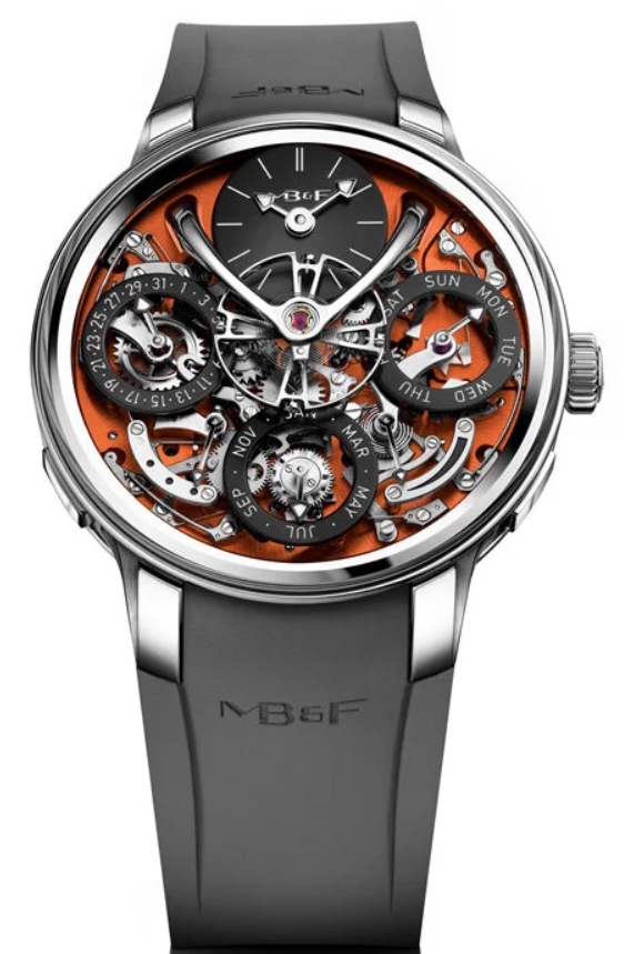 Legacy Machine Perpetual EVO 44mm in Zirconium - Limited to 15 on Black Rubber Strap with Orange Dial