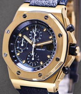 Yellow Gold Royal Oak Offshore Chronograph End of Days Case with a Blue Dial