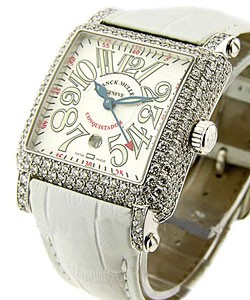  Lady's Cortez Conquistador with Diamond Case White Gold on Strap with White Dial 