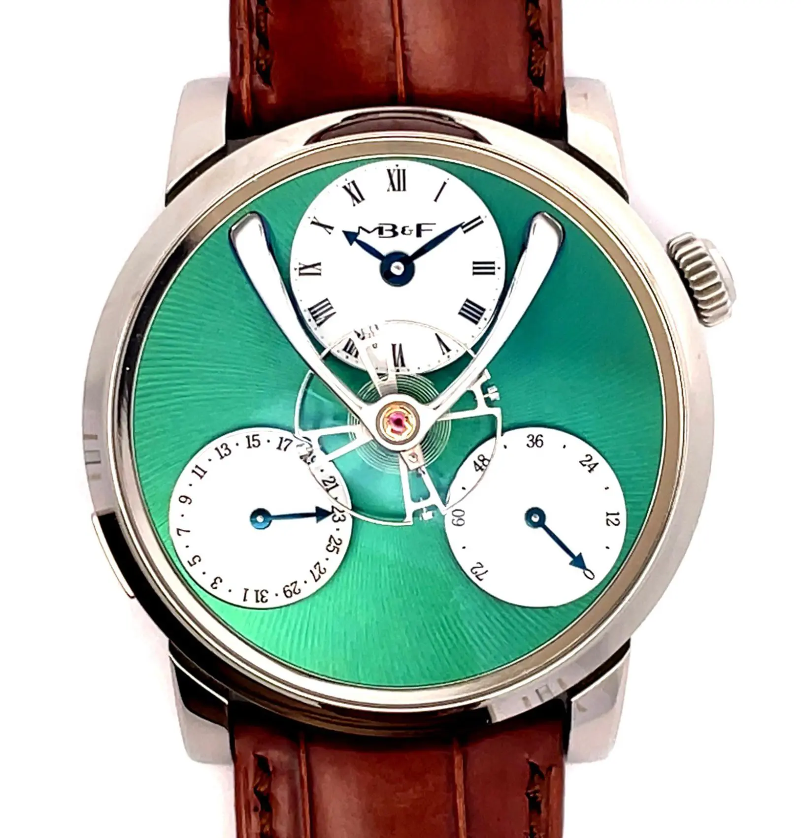 Legacy Machine Split Escapement 44mm in Titanium - Limited to 33 on Brown Crocodile Leather Strap with Green Dial