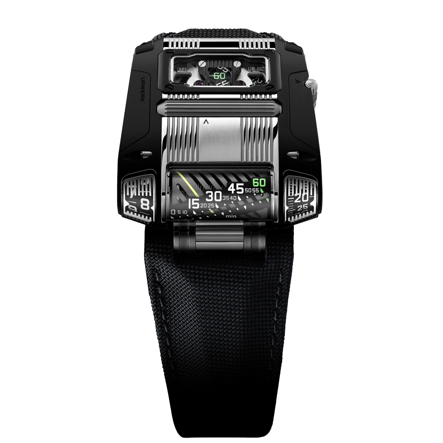 Cobra UR 111 Automatic 46mm in Black PVD and Brushed Steel on Black Textile Strap with Black Dial - Limited to 25