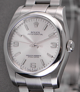 Domino's Pizza 36mm Oyster Perpetual in Steel with Smooth Bezel on Oyster Bracelet with Silver Arabic and Stick Dial