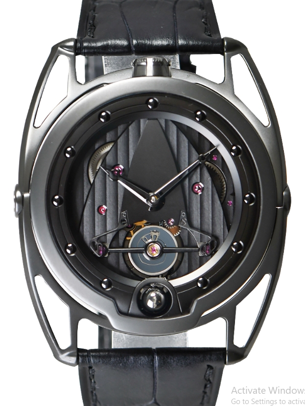 DB28 Dark Shadows 43mm in Anthracite & Zirconium on Black Crocodile Leather Strap with Black Dial