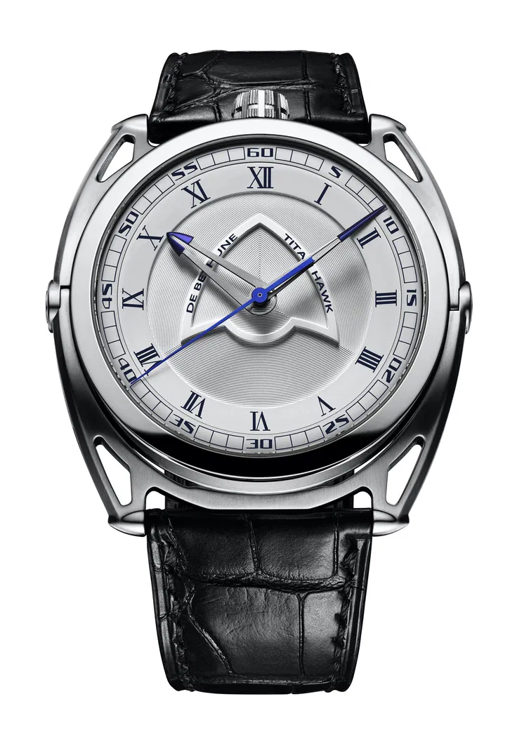 DB27 Titan Hawk V2 43mm in Titanium on Black Crocodile Leather Strap with White Dial