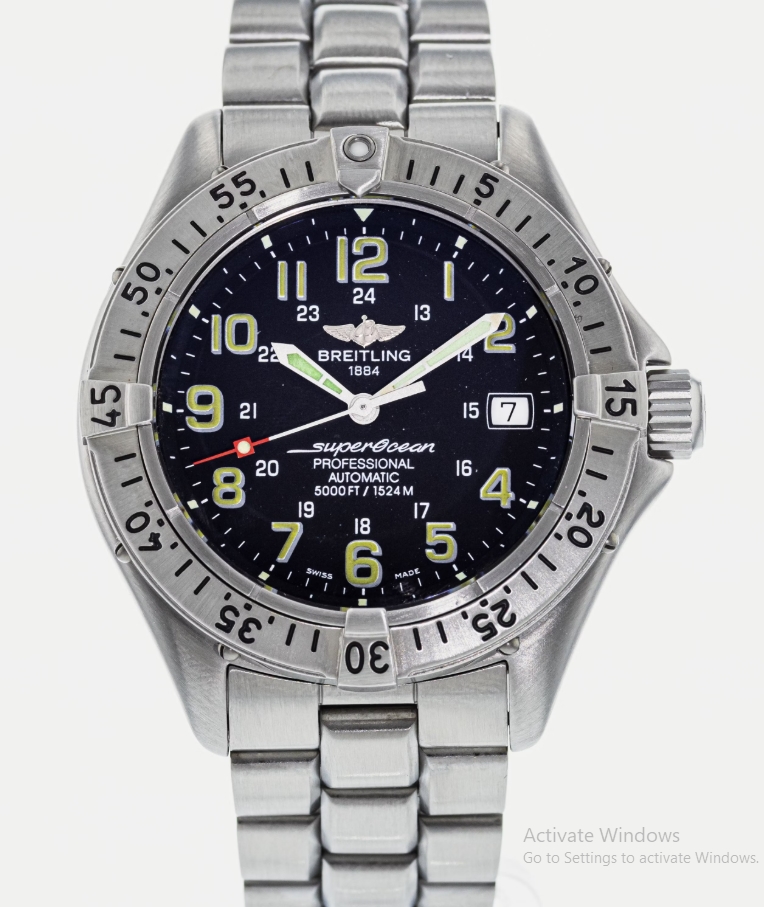 Superocean Automatic 41mm in Steel on Steel Bracelet with Black Arabic Dial