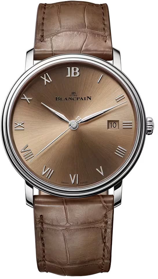Villeret Extraplate 40mm in Steel on Brown Crocodile Leather Strap with Brown Dial