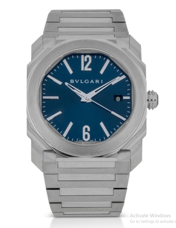 Octo 38mm Automatic in Steel on Steel Bracelet with Blue Dial